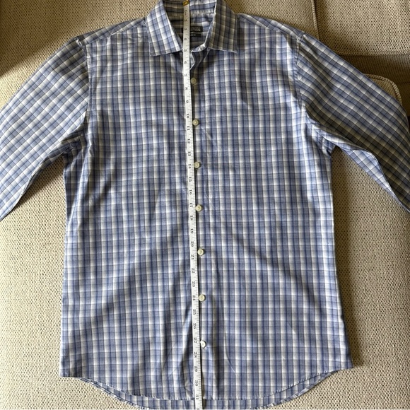 Kenneth Cole Reaction Men’s L/S Slim Fit Blue Plaid Button Down Size 15.5, 32/33 - Picture 7 of 9